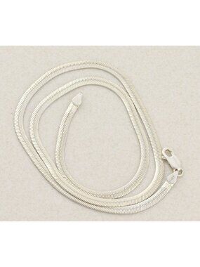 Sterling Silver Flat Link Chain Necklace 18" 3.7mm
